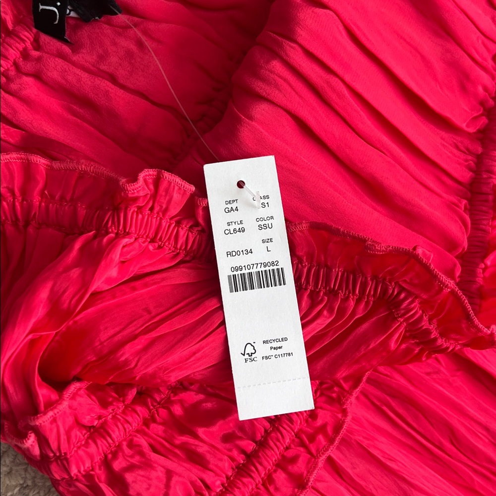 J. Crew Crinkled ruffle-trim dress Strawberry Pink Size L - Picture 8 of 9